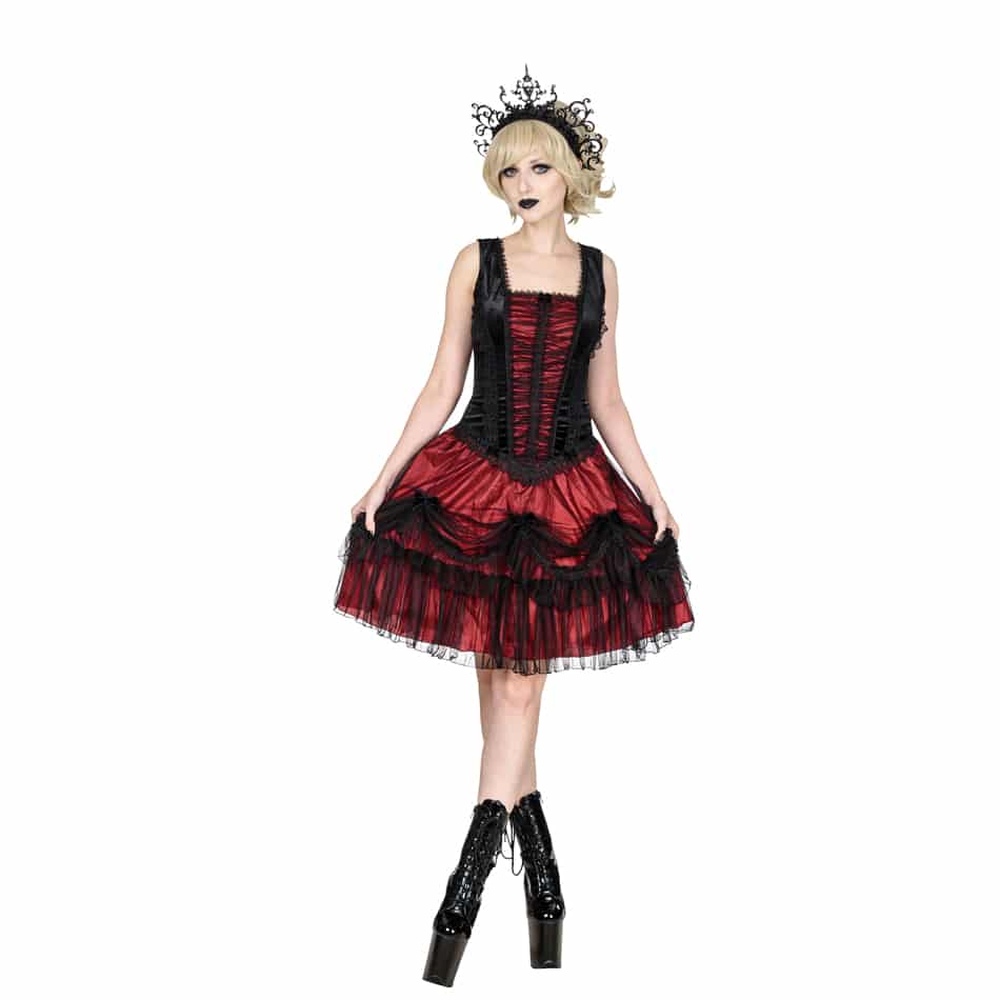 Sinister - 1277 Mini jurk - Zwart/Bordeaux rood